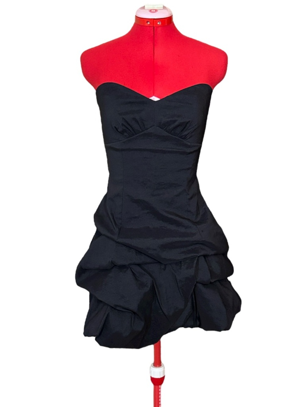 Jessica McClintok for Gunne Sax Strapless Black Bubble Hem Mini Cocktail Dress